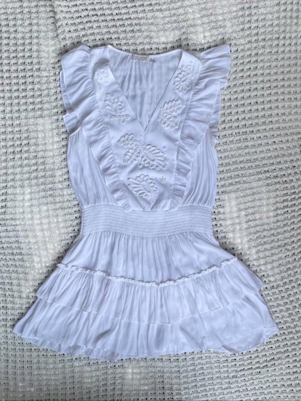Ramy Brook ‘Ari’ White Ruffle Boho / Festival Mini Dress